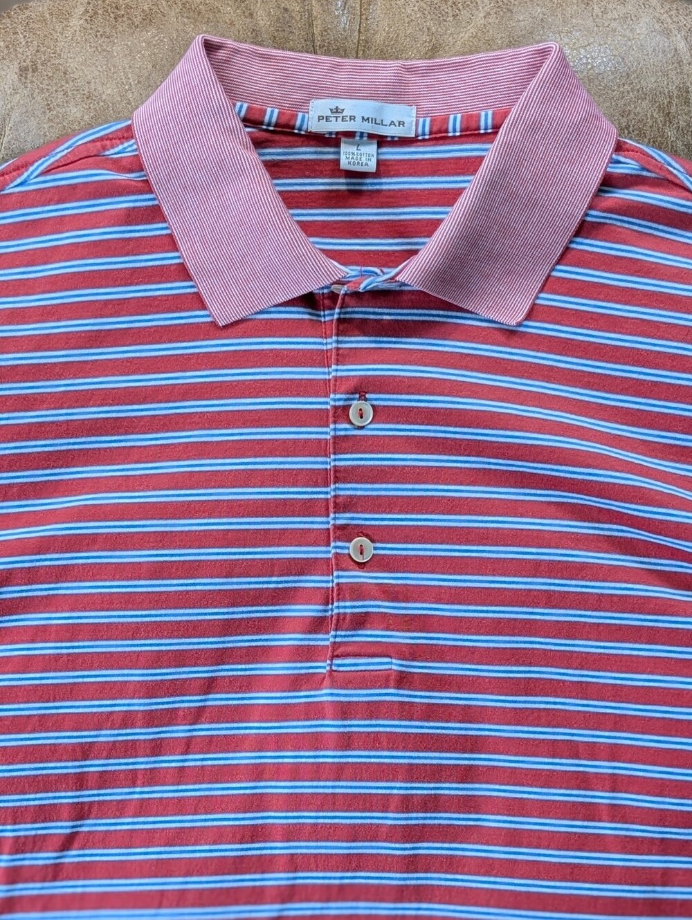 Peter Millar Men's Vintage Polo Shirt 100% Cotton Large Made In Korea